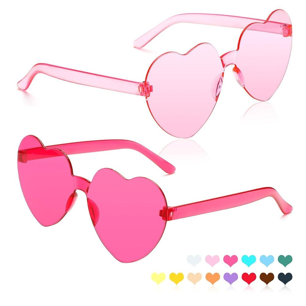 Heart Shaped Sunglasses - Womens Fashion Cute Pink Rose Sun Glasses for